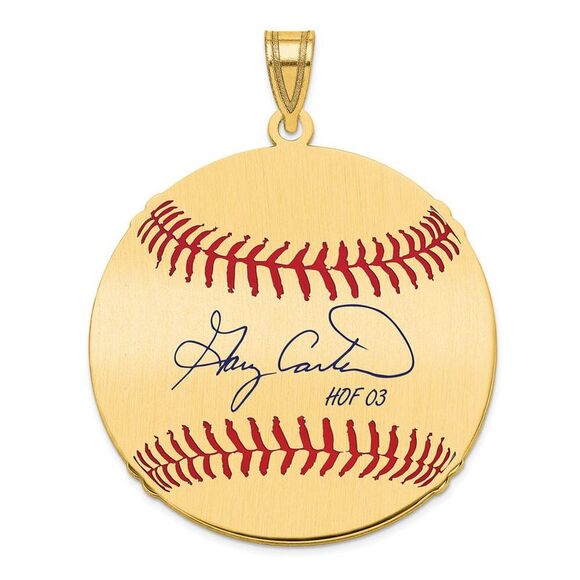 14K Gold Plated Gary Carter Signature LG Enamel Baseball Pendant